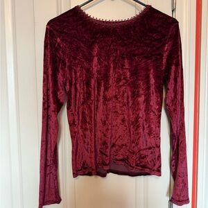 Elegant faux Velvet Burgundy Top